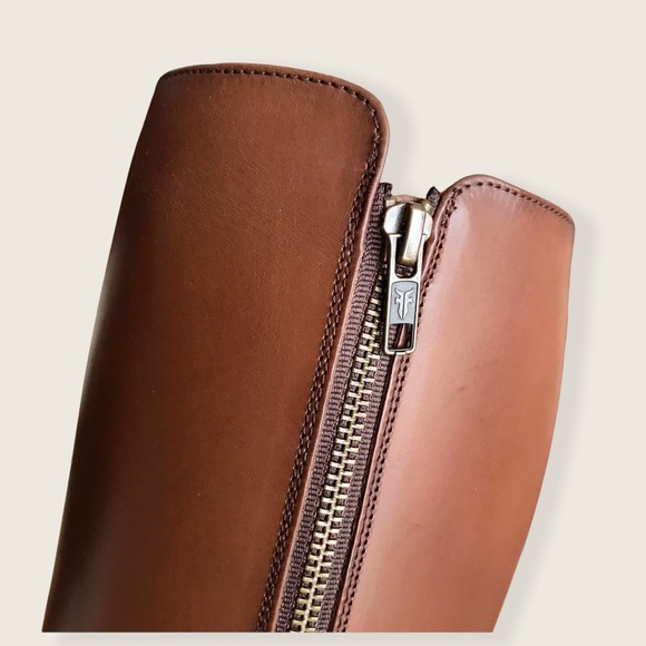 Frye Jordan Strap Cognac Leather Tall Riding Boots - Picture 11 of 14